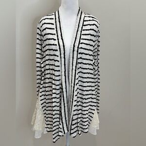 Olivia Sky NWT Striped Lace Trim Cardigan Size 1X